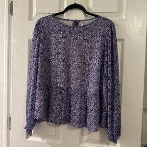LOFT Lavender Vine Peplum Sheer top